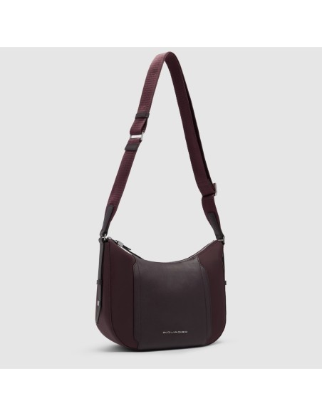 Borsa tracolla donna porta iPad mini in tessuto riciclato Piquadro Lyra – Bordeaux scuro - foto 7