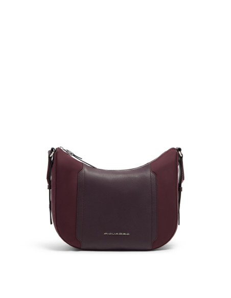 Borsa tracolla donna porta iPad mini in tessuto riciclato Piquadro Lyra – Bordeaux scuro - foto 8