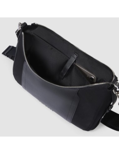 Borsa tracolla donna porta iPad mini in tessuto riciclato Piquadro Lyra – Nero - foto 8