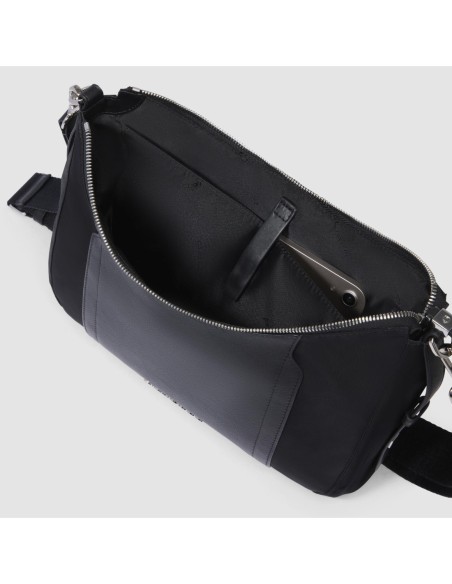 Borsa tracolla donna porta iPad mini in tessuto riciclato Piquadro Lyra – Nero - foto 8