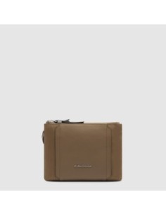Borsa tracolla donna a tre scomparti in tessuto riciclato Piquadro Lyra – Marrone - foto 1