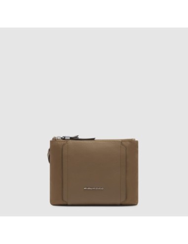 Borsa tracolla donna a tre scomparti in tessuto riciclato Piquadro Lyra – Marrone - foto 1