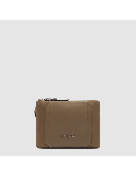 Borsa tracolla donna a tre scomparti in tessuto riciclato Piquadro Lyra – Marrone - foto 1