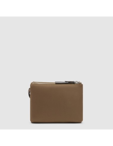 Borsa tracolla donna a tre scomparti in tessuto riciclato Piquadro Lyra – Marrone - foto 3