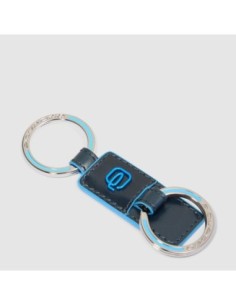 Portachiavi in pelle a due anelli Piquadro Blue Square – Blu notte - foto 1