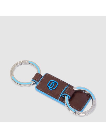 Portachiavi in pelle a due anelli Piquadro Blue Square – Mogano - foto 1