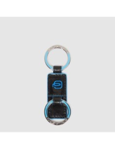 Portachiavi in pelle a due anelli Piquadro Blue Square – Nero - foto 1 2