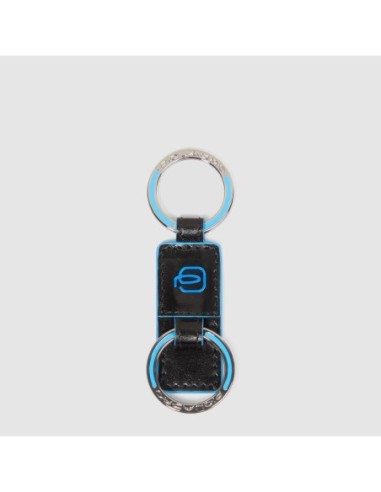 Portachiavi in pelle a due anelli Piquadro Blue Square – Nero - foto 2