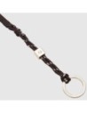Portachiavi in pelle con moschettone e anello Piquadro Circle – Bordeaux/rosa