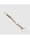 Portachiavi in pelle con moschettone e anello Piquadro Circle – Tortora/blu
