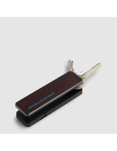Portachiavi personalizzabile in pelle con tracker Piquadro Blue Square – Mogano - foto 3