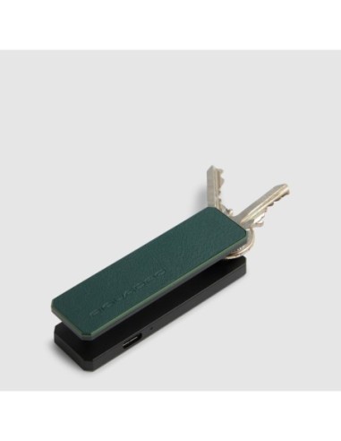 Portachiavi personalizzabile in pelle con tracker Piquadro S145 – Verde - foto 3