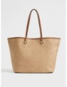 Borsa shopping Large in tela rivestita Op e pelle Borbonese Flight – Cappuccino Borsa shopping Large in tela rivestita Op e pelle Borbonese Flight – Cappuccino