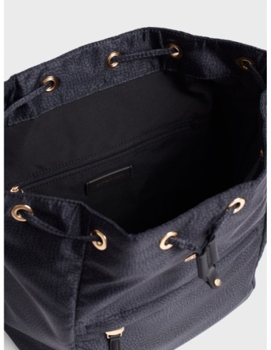 Zaino Medium con patta in tessuto Op Borbonese B-Club – Dark black - foto 5