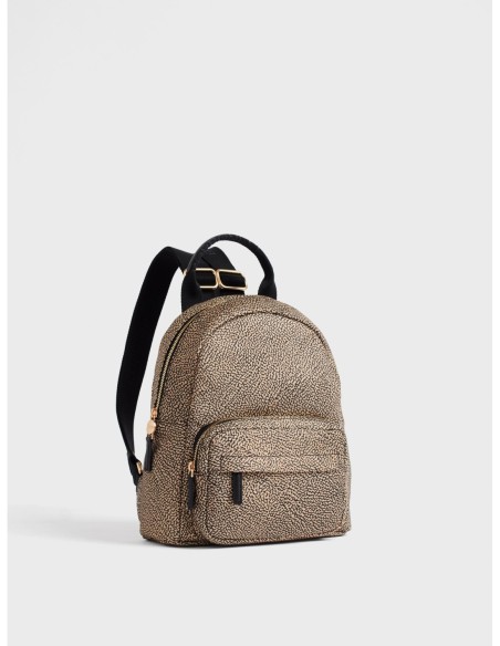 Zaino Medium con zip in tessuto Op Borbonese B-Club – Op naturale/nero - foto 3