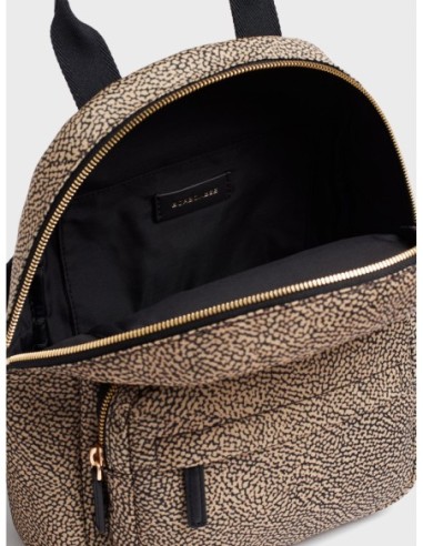 Zaino Medium con zip in tessuto Op Borbonese B-Club – Op naturale/nero - foto 5