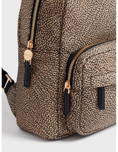 Zaino Medium con zip in tessuto Op Borbonese B-Club – Op naturale/nero - foto 6