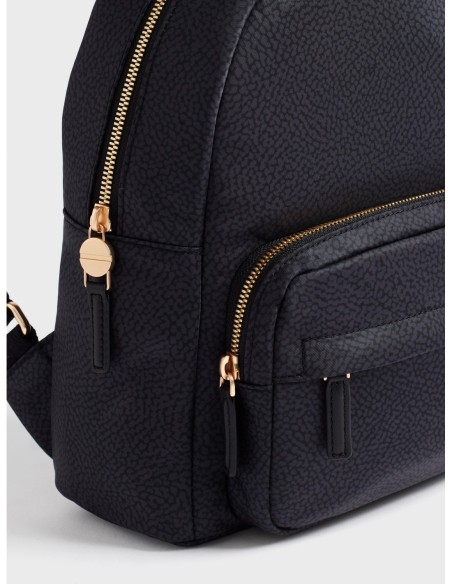 Zaino Medium con zip in tessuto Op Borbonese B-Club – Dark black - foto 5
