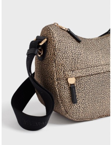 Luna Bag Small borsa a tracolla in tessuto Op Borbonese B-Club – Op naturale/nero - foto 6