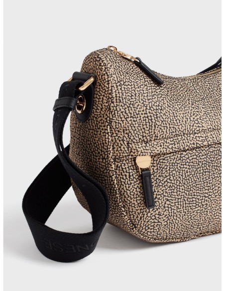 Luna Bag Small borsa a tracolla in tessuto Op Borbonese B-Club – Op naturale/nero - foto 6