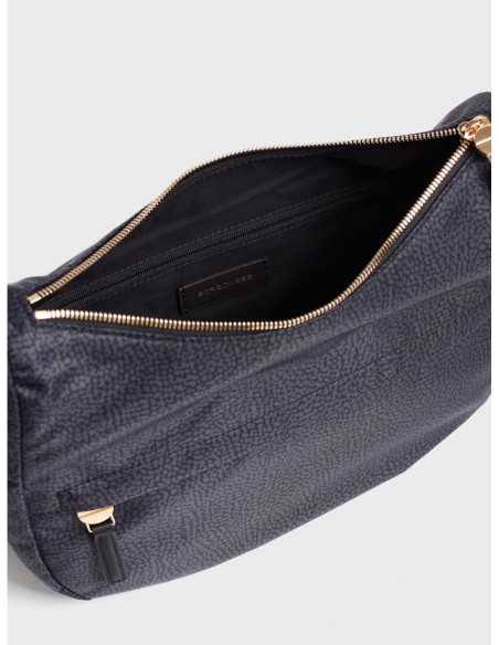 Luna Bag Small borsa a tracolla in tessuto Op Borbonese B-Club – Dark black - foto 4