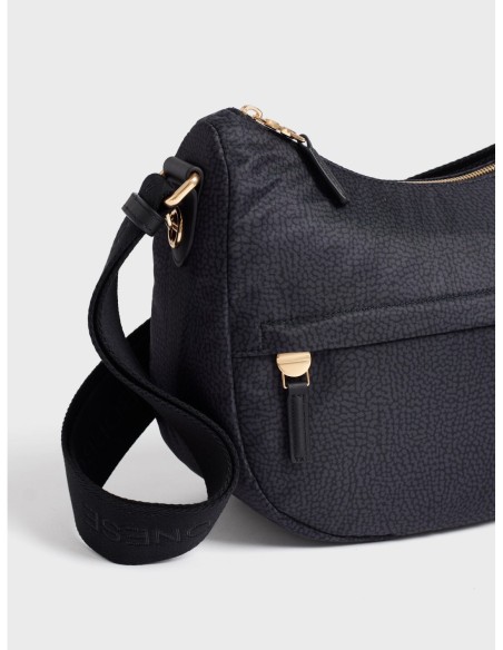 Luna Bag Small borsa a tracolla in tessuto Op Borbonese B-Club – Dark black - foto 5