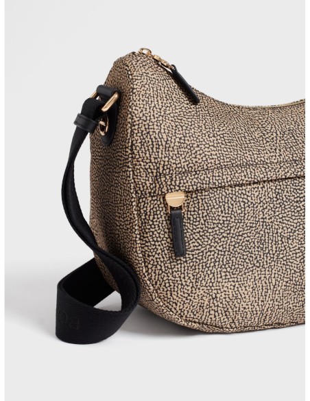Luna Bag Middle borsa a tracolla in tessuto Op Borbonese B-Club – Op naturale/nero - foto 5