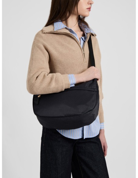 Luna Bag Middle borsa a tracolla in tessuto Op Borbonese B-Club – Dark black - foto 2