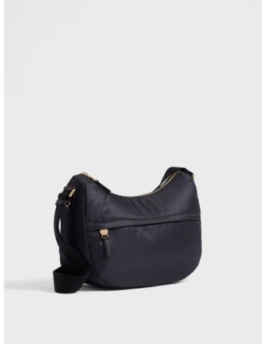 Luna Bag Middle borsa a tracolla in tessuto Op Borbonese B-Club – Dark black - foto 3