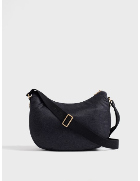 Luna Bag Middle borsa a tracolla in tessuto Op Borbonese B-Club – Dark black - foto 4