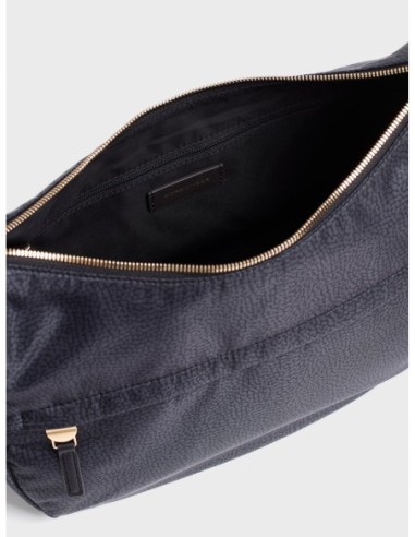 Luna Bag Middle borsa a tracolla in tessuto Op Borbonese B-Club – Dark black - foto 5