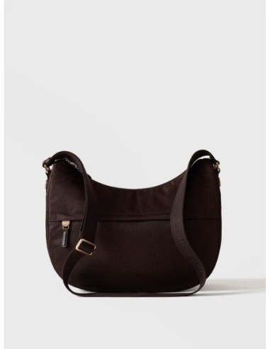 Luna Bag Medium borsa a tracolla in tessuto Op Borbonese B-Club – Cioccolato - foto 1