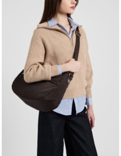 Luna Bag Medium borsa a tracolla in tessuto Op Borbonese B-Club – Cioccolato - foto 1 2