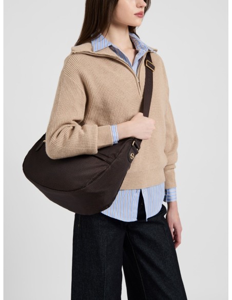 Luna Bag Medium borsa a tracolla in tessuto Op Borbonese B-Club – Cioccolato - foto 2