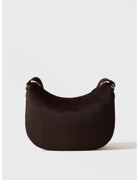 Luna Bag Medium borsa a tracolla in tessuto Op Borbonese B-Club – Cioccolato - foto 4