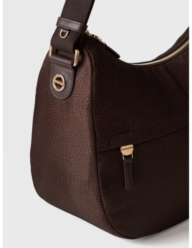 Luna Bag Medium borsa a tracolla in tessuto Op Borbonese B-Club – Cioccolato - foto 5