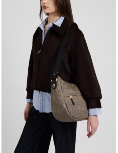 Luna Bag Medium borsa a tracolla in tessuto Op Borbonese B-Club – Op naturale/nero - foto 1 2