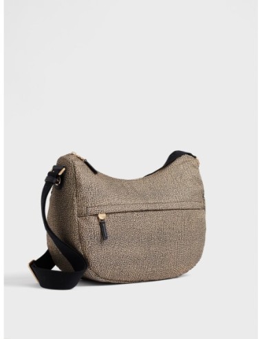 Luna Bag Medium borsa a tracolla in tessuto Op Borbonese B-Club – Op naturale/nero - foto 3