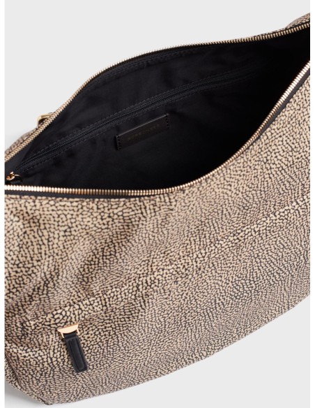 Luna Bag Medium borsa a tracolla in tessuto Op Borbonese B-Club – Op naturale/nero - foto 5