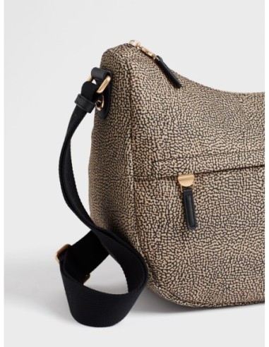Luna Bag Medium borsa a tracolla in tessuto Op Borbonese B-Club – Op naturale/nero - foto 6