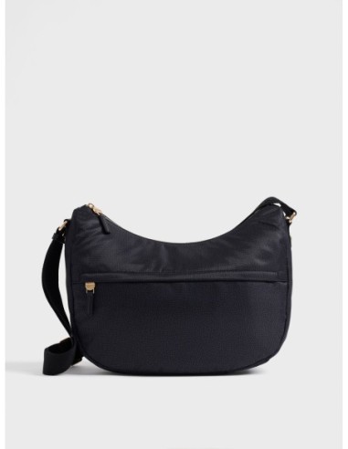 Luna Bag Medium borsa a tracolla in tessuto Op Borbonese B-Club – Dark black - foto 1