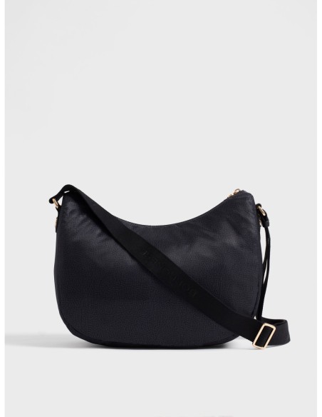 Luna Bag Medium borsa a tracolla in tessuto Op Borbonese B-Club – Dark black - foto 3
