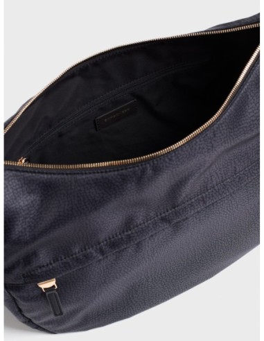 Luna Bag Medium borsa a tracolla in tessuto Op Borbonese B-Club – Dark black - foto 4