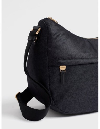 Luna Bag Medium borsa a tracolla in tessuto Op Borbonese B-Club – Dark black - foto 5