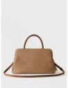 Bauletto Medium in tela rivestita Op e pelle Borbonese Urban – Cappuccino Bauletto Medium in tela rivestita Op e pelle Borbonese Urban – Cappuccino