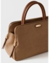 Bauletto Medium in tela rivestita Op e pelle Borbonese Urban – Cappuccino Bauletto Medium in tela rivestita Op e pelle Borbonese Urban – Cappuccino