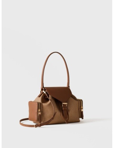 Borsa a tracolla Small in tela rivestita Op e pelle Borbonese Urban – Cappuccino - foto 2