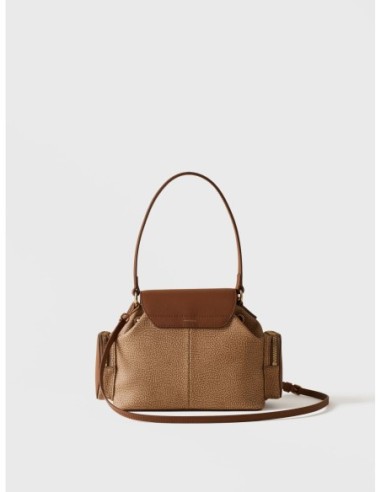 Borsa a tracolla Small in tela rivestita Op e pelle Borbonese Urban – Cappuccino - foto 3