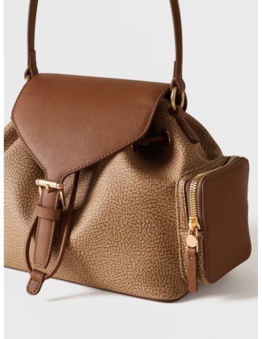 Borsa a tracolla Small in tela rivestita Op e pelle Borbonese Urban – Cappuccino - foto 4