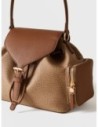 Borsa a tracolla Small in tela rivestita Op e pelle Borbonese Urban – Cappuccino